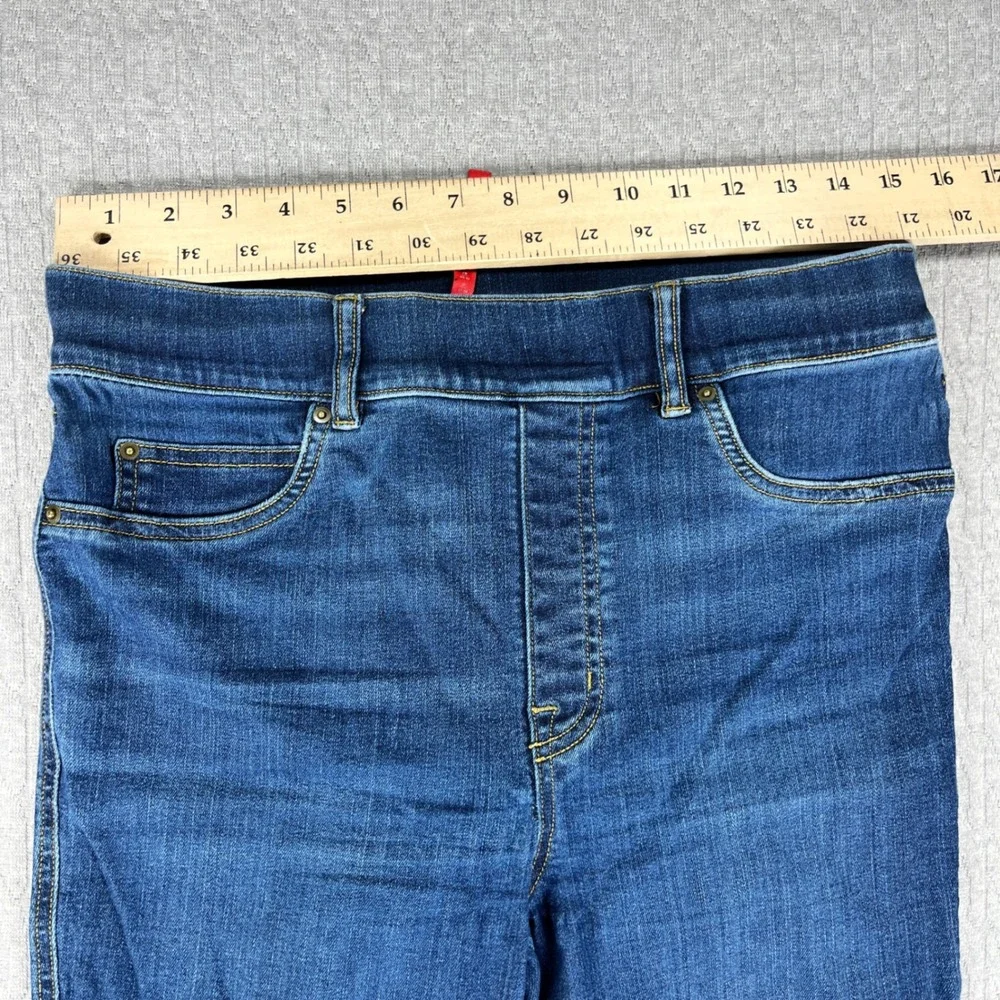 Spanx Bootcut Jeans Women M 30X33 Tall Blue Dark Wash Pull On High Rise Stretch‎